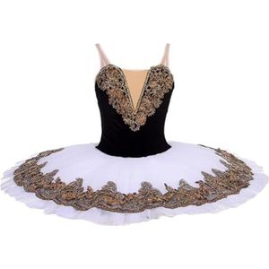 Professionele Tutu voor kinderen, Zwanenmeer Podiumkostuums Pannenkoekentutu voor kinderen Ballerinajurk Ballettutu voor meisjes,zwart,110