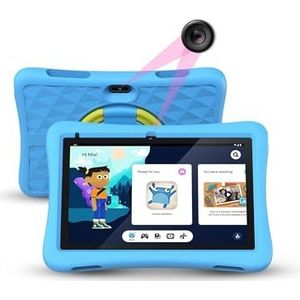 KidWorld Kindertablet Blauw | 4GB RAM + 64GB Geheugen | Extra Groot 10 Inch Beeldscherm | Android 13 | Tablet Kinderen