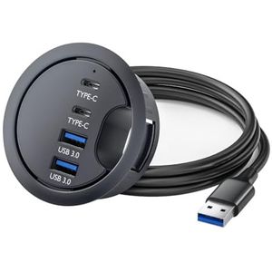 USB 3.0 Desk Grommet Splitter Dock Station Kaartlezer voor Desktop PC Laptops