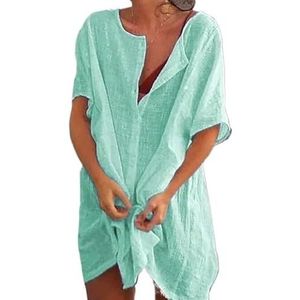 Cover Ups Voor Vrouwen Strandkleding Strandbedekking Ups Badpak Cover Up Vrouwen Zomer Strandjurk Bikini Cover-up Strandkleding Zwemmen Smock T-shirt Badmode Badpak Cover Ups Voor Vrouwen (Groen, S)