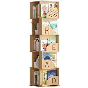 Boekenkasten 360 ° draaibare boekenplank Meerlaagse houten staande boekenkast Grote capaciteit boekenplankorganisator Eenvoudig boekenrek Ruimtebesparend