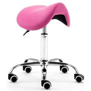 JAVPTAV Zadelkruk Stoel w/Wielen Hydraulische Lederen Zadelkruk Rolling Stoel Comfortabel 19""-23"" Hoog voor Kliniek Tandarts Spa Massage Salons Studio (Rose Red)