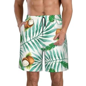 FRGMNT Tribal Bull Skull On White Print Heren Sneldrogende Zwemshorts Strand Korte Board Spa Trunks Stretchy Gym Shorts Surfen Korte, Zomer Kokosnoot Boom, XXL