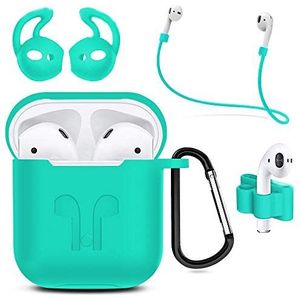 MMOBIEL Siliconen Case Compatibel met AirPods 1/2 (Groen) 6 in 1 Set