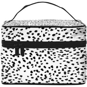 Zwart en Wit Dierlijke Print Dalmatische Spot Dots, Make-up Tas Cosmetische Tas Draagbare Reizen Toilettas Potlood Case, zoals afgebeeld, Eén maat