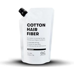 O.C. HAIRCARE Navulzak strooihaar voor haarverdichting, voor scheiding, kale plekken op het boven- en achterhoofd, aanbevolen door toonaangevende salons, 11 kleuren, duurzaam strooihaar, zwart