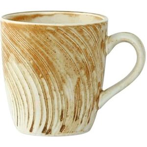 cups Jaarlijkse Ring-serie koffiemok en schotelset ovenwisselmok keramische koffiemok-magnetron-voor koude/warme dranken-280ML-bruin koffie (Color : Brown, Size : Mug)