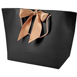 10 stuks zwart papier souvenir geschenktassen kleding make-up boetiek verpakking tassen met gouden handvat (2)