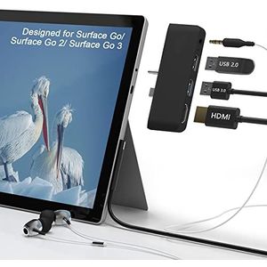 USB Hub Docking Station Voor Surface Go, 4 in 2 USB Hub met HDMI Ondersteuning 4K @30Hz, USB 3.0 & USB 2.0-poort, 3.5mm Audio/Hoofdtelefoon Jack Combo Adapter