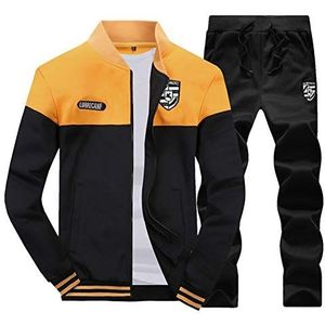 LaoZanA Heren Trainingspakken Sets Gym Sport Varsity Jas & Broek Broek Jogging Bottoms, Geel, XL