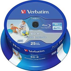 Verbatim BD-R SL Datalife 25 GB - Blu-Ray-Disk - 6 x brandsnelheid - groot bedrukbaar - Hardcoat Scratch Guard - Spindel - 25 stuks
