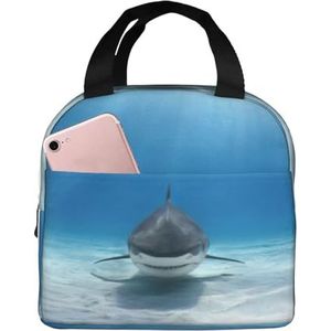 Tiger Shark Print Lunch Bag Geïsoleerde Lunch Box Tas Herbruikbare Tote Tas Voor Vrouwen Mannen Werk Kantoor Reizen