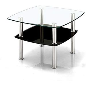 Kleine salontafel Slanke minimalistische dubbele glazen salontafel woonkamer kleine vierkante tafel sofa tafel salontafel multicolor optioneel Kleine Theetafel (Color : B)