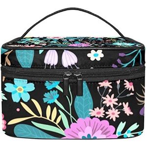 Bloem make-up organizer tas, reismake-up tas organizer case draagbare cosmetische tas voor vrouwen en meisjes toiletartikelen, Meerkleurig, 22.5x15x13.8cm/8.9x5.9x5.4in