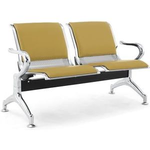 FBasic Bank 2-zits staal 125 x 71 x 78 H zilver voor wachtkamer | voor montage: 2 stoelen + tafel | met zitkussen en rugleuning SENAPE | Bank met armleuningen