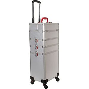 Ver Beauty 4-Tiers Accordeon 4 Wielen Pro Rolling Make-up Case VT020, zilveren streep, 33,25-inch, zilveren streep, 33,25-inch, 4-laags accordeon 4 wielen Pro Rolling Makeup Case Vt020, Zilveren