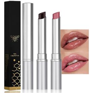 Baorder 2PCS Honing Lipstick Getinte Lippenbalsem in Zwart en Roze, Hydraterende Natuurlijke Glanzende Honing Lipstick, Sheer Zwarte Lippenbalsem, Hydraterende Make-up Lippenverzorging