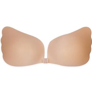 Dilara Strapless push-up beha zelfklevend - onzichtbare herbruikbare plakbeha voor rugvrije outfits - veilige grip en volume, beige, A
