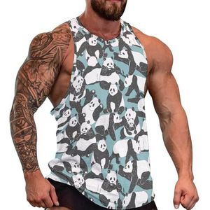 Leuke Panda Beer Heren Tank Top Grafische Mouwloze Bodybuilding Tees Casual Strand T-Shirt Grappige Gym Spier