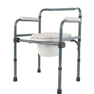 Senioren Rolling Walker Commode Chair, Versterkte Antislip Huishoudelijk Opvouwbaar Toilet voor Ouderen, Hurktoilet Badstoel - Eenvoudig te monteren