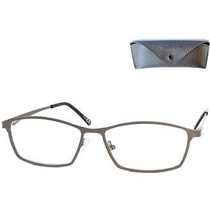 Mini Brille Elegante metalen leesbril met rechthoekige glazen, uniseks leeshulp, roestvrijstalen frame met metalen beugels, inclusief etui voor dames en heren, grafietgrijs, 2.0