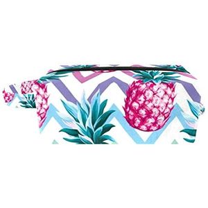 Cosmetische tas,kleine handtas make-uptas voor damesportemonnee,Kleurrijke gestreepte roze ananas,make-uptasjes voor op reis