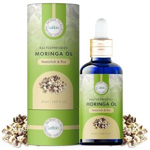 Lebbio Moringa Oleifera Oleifera Oleifera-olie, 100% koudgeperst en zuiver, voor het eerst persen van zongerijpte Oleifera-zaden, veganistische huidverzorgingsolie, ongeraffineerd en duurzaam,