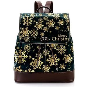 Gepersonaliseerde casual dagrugzak tas voor tiener kerst gouden sneeuwvlok schooltassen boekentassen, Meerkleurig, 27x12.3x32cm, Rugzak Rugzakken