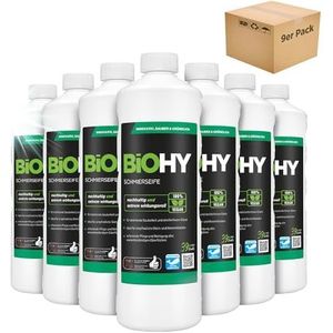 BiOHY Zachte zeep (9 x 1l Fles) | Vloerreiniger CONCENTRATE | Natuurlijke ingrediënten | toepasbaar op alle gevoelige oppervlakken | rubber, linoleum,PVC (Schmierseife)