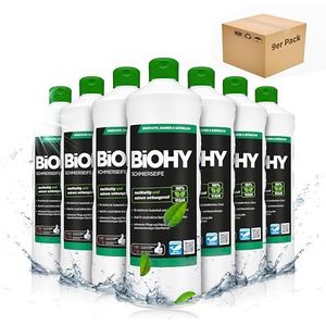 BiOHY Zachte zeep (9 x 1l Fles) | Vloerreiniger CONCENTRATE | Natuurlijke ingrediënten | toepasbaar op alle gevoelige oppervlakken | rubber, linoleum,PVC (Schmierseife)
