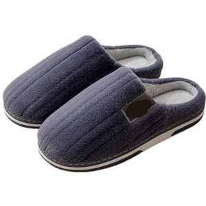 XJXZCFNB Thuis Slippers voor Vrouwen Grote Maat 50 51 Heren Thuis Slippers Herfst Winter Warme Harige Flats Vrouwen Schoenen Koppels Antislip Indoor Zachte Warme Pluche Slides, Diepe Bule, 50-51(Fit