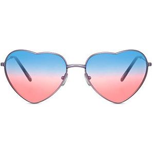 Cheapass Zonnebrillen Hartvormig Montuur Paars Metaal Montuur met Blauw naar Rood Doorzichtige Lenzen UV400 Bescherming Dames
