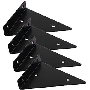 Zwarte Plankdragers Onzichtbare Plankhouders Driehoekige Metalen Plankbeugels Drijvende Ijzeren Planksteun, voor Keuken Woonkamer Slaapkamer, 4 Stuks (170mm/6.7in)