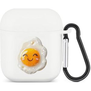 Leuke Gebakken Ei Leuke Case Voor AirPods 2&1 Schokbestendige Beschermende Hoofdtelefoon Gevallen Cover Met Sleutelhanger Voor Mannen Vrouwen