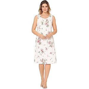 e.FEMME® Damesnachthemd Jana 504 van 100% katoen, wit/roze, 50