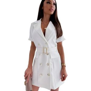 yk8fass Jurk met dubbele rij knopen bh-1495, Wit, M