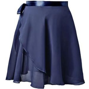 WJIAYAO Ballet Rok Vrouwen Ballet Rokken Lace-up Chiffon Rokken Dans Rokken Volwassenen turnpakjes Rok Ballet Praktijk Dansen Minirokjes Tutu, Donkerblauw, Height 100cm-135cm