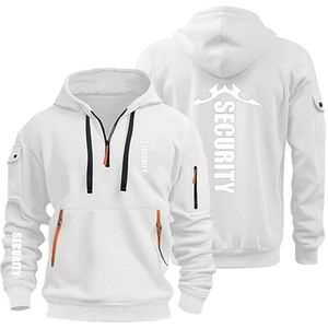 AHYAOFA Heren Hoodies Pullover voor S.EC.URI.TY Casual Lange Mouw Hoody 1/4 Zip Sweatshirts Hooded Jas Tops Outdoor Hoodie, Wit-2, 18-20