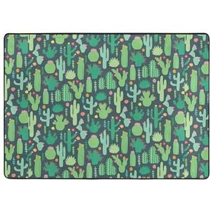 UPIKIT Leuke Cactus Naadloze Illustratie Gezichtsdoek Absorberende Antislip Vloermat 203x148cm Voor Woonkamer Slaapkamer Yoga Mat Kruipen Mat