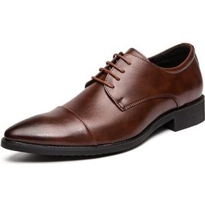 KYOESCAI Veterschoenen voor heren, casual, comfortabele Oxfords, formele zakelijke Derby-schoenen voor heren,Bruin,38 EU
