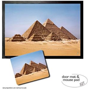 1art1 Egypte, The Pyramids Of Giza Deurmat (70x50 cm) + Muismat (23x19 cm) Cadeauset