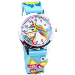 BOSREROY Dames pols trendy siliconen band horloge: cartoon tijd schattig horloge eenvoudige klassieke wijzerplaat kinderen dame horloge Wo, Blauw81, One Size