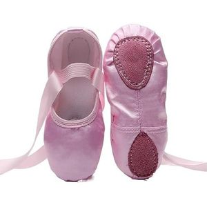 MKLHAVB Ballerina's voor meisjes en meisjes, balletschoenen, roze, nude, voor dames, van satijn, professionele balletschoenen voor dansen, tapdansschoenen, roze, 46.5 EU