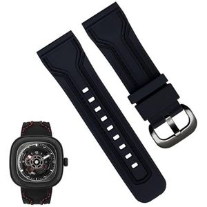 dayeer Waterdichte rubberen horlogeband voor Seven Friday zweetbestendige horlogeketting 28 mm zwart oranje band voor heren (Color : Black black, Size : 28mm)