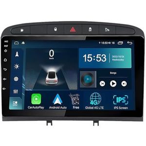 Android 14.0 2 Din Autoradio 9"" Touchscreen Auto Stereo voor Peugeot 408 2010-2016 met Draadloze Carplay Android Auto GPS navigatie AHD Omgekeerd beeld Stuurwielbediening(Black,S-6(8G+128G))