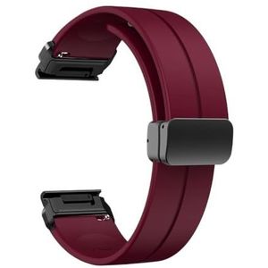 Siliconen Vouwgesp fit for Garmin Forerunner 955 935 745 945 LTE S62 S60/instinct 2 45mm Band Armband Polsband (Color : Wine Red, Size : 26mm Fenix 7X 6X 5X)