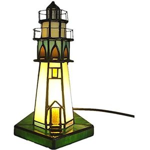 Vuurtoren decoratie lamp tafellamp tiffany stijl gebrandschilderd glas licht slaapkamer tafellamp woonkamer tafellamp,Green