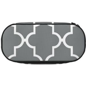 LDTVSFZQ Quatrefoil Grijs pennenetui met grote capaciteit, schattige pennenzak met dubbele rits, draagbare pennenhouder, organizer, make-uptas voor dames en heren, Zwart, Eén maat
