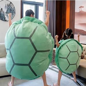 Hokuto Turtle Power Shell, gigantisch schildpadkussen, Kawaii draagbaar schildpad kussen in schelpvorm, grappig cosplay pluche kussen (60 cm)