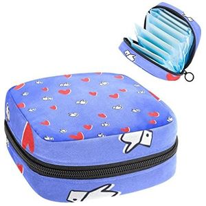 Maandverband Opbergtas,Draagbare maandverband Opbergzak,Houdt van harten, Meerkleurig, 4.7x6.6x6.6 in/12x17x17 cm
